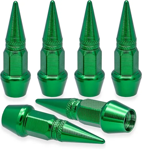 Vista 23 de 4 piezas de tapas de válvula de neumático con estilo púas, cubiertas de válvula de neumático universales de aleación de aluminio a prueba de polvo