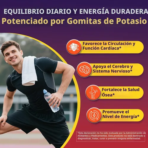 Vista 6 de Suplemento de citrato de potasio y gluconato de potasio, 1200 mg Dos formas de gomitas de potasio, con magnesio, Omega-3, calcio, vitamina D3 K2 B12