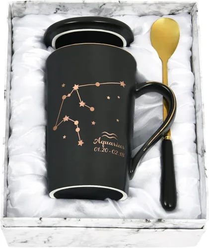 Vista 17 de YHRJWN Regalos de Acuario para Mujeres, Taza de Café de Constelación de Acuario, Regalos de Cumpleaños de Enero y Febrero para Mujeres Amantes