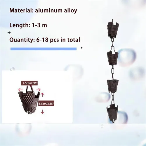 Vista 2 de Rain Chain,Outdoor Rain Chains for Gutter, Downspouts Gutter Rain Chain Rain Bells/Water Collection Diversion, Garden Courtyard Landscape Black
