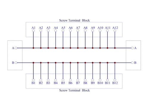 Vista 3 de Módulo de distribución de bloque de terminales de posición 30Amp/300V 2x12 (montaje de tornillo)