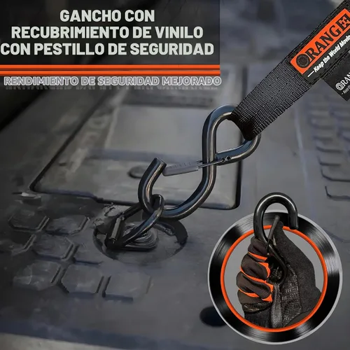 Vista 4 de ORANGEE® Paquete de 4 correas de trinquete retráctiles automáticas de alta resistencia de 1 pulgada x 10 pies, perfectas para asegurar carga