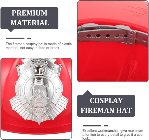 Vista 8 de COHEALI Sombrero de bombero, casco de bombero de plástico, casco de jefe de bomberos, disfraz de juego de rol, accesorio de cosplay de Halloween