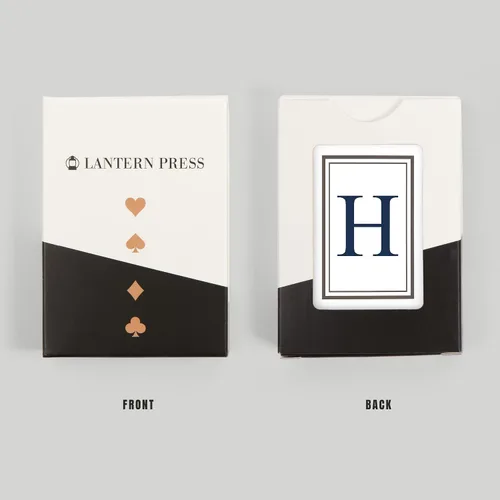 Vista 8 de Lantern Press Monograma, Estate, Gris y Azul, H (52 cartas de juego, baraja de cartas de tamaño póquer con Jokers)