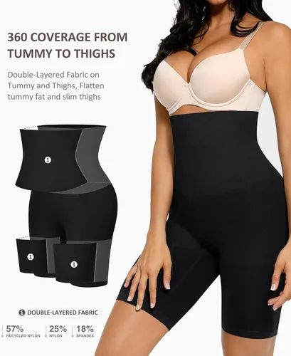 Vista 4 de FeelinGirl Fajas moldeadoras de cintura alta para mujer, pantalones cortos de control de levantamiento de glúteos