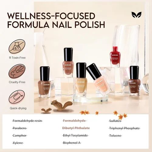 Vista 5 de Morovan Juego de Esmaltes de Uñas Marrones: Kit de Esmalte de Uñas Nude Chocolate Oscuro de Invierno Secado Rápido al Aire Regular Paquete