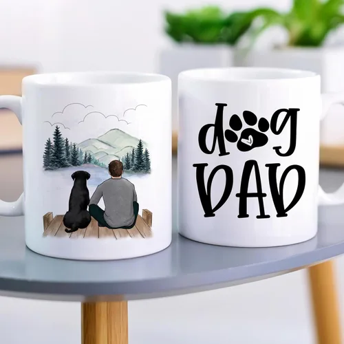 Vista 3 de Gossby Taza de café Dog Dad – Regalo para hombres amantes de los perros labrador retriever negro, regalo de cumpleaños, regalo de Navidad para papá