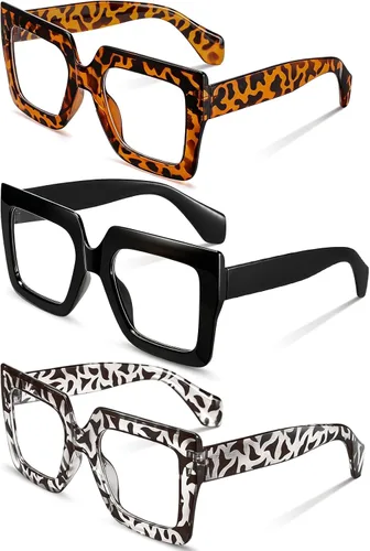 Vista 8 de JATEBI 3 piezas de gafas de luz azul de gran tamaño para mujer marcos