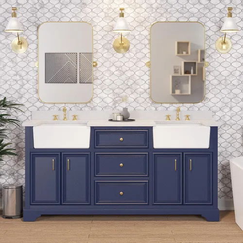 Vista 11 de Kitchen Bath Collection Zelda - Mueble de casa de campo doble de 72 pulgadas (cuarzo/gris polvo): incluye gabinete gris polvo con impresionante