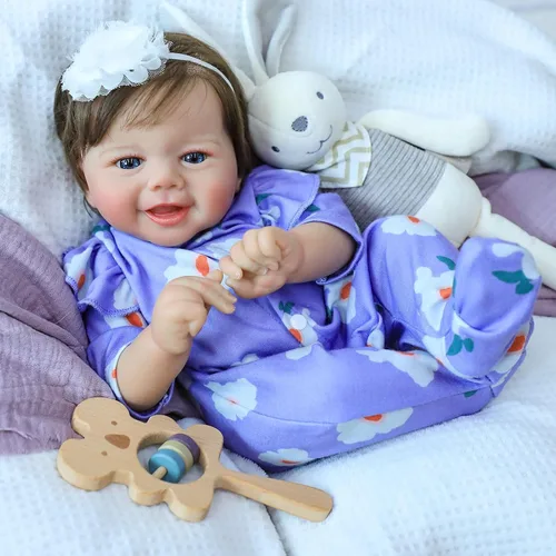 Vista 5 de SCOM Muñecas de bebé realistas Reborn de 20 pulgadas, con sensación de bebé real, muñecas recién nacidas, adorables muñecas sonrientes de la vida