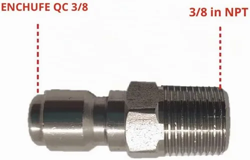 Vista 3 de Acoplador de lavadora a presión de acero inoxidable, enchufe de conexión rápida, accesorio NPT macho de 3/8 pulgadas, 5000 PSI, paquete de 2