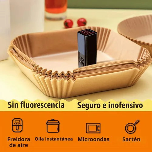 Vista 6 de Mini forros para freidora de aire CHEFMAN de 2 cuartos de galón, forros de papel desechables para freidora de aire pequeña cuadrada de 5.5 pulgadas
