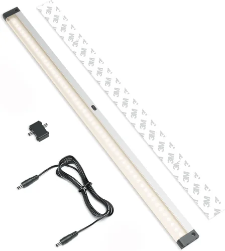 Vista 8 de EShine Tira de iluminación LED regulable de 12 pulgadas para debajo del gabinete con sensor de movimiento de onda manual, negro, con accesorios