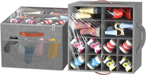 Vista 12 de Aokeyee Paquete de 2 organizadores de zapatos para armario, caja grande de almacenamiento de zapatos con capacidad para hasta 48 pares, organizador