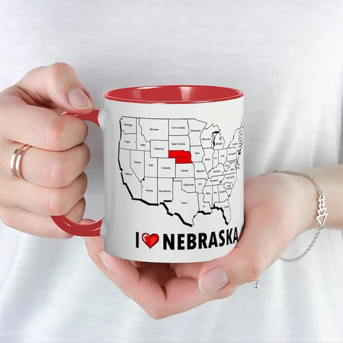 Vista 25 de CafePress I Love Nebraska Taza de café de cerámica de 11 oz (11.0 fl oz)