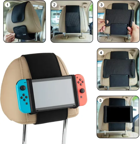 Vista 5 de Cosmos Soporte para reposacabezas de coche, soporte de asiento compatible con Nintendo Switch y otras mini tabletas