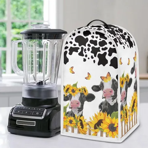 Vista 12 de Funda para licuadora de flores de vaca, funda para electrodomésticos de cocina, a prueba de polvo, lavable, resistente a las manchas, cubierta