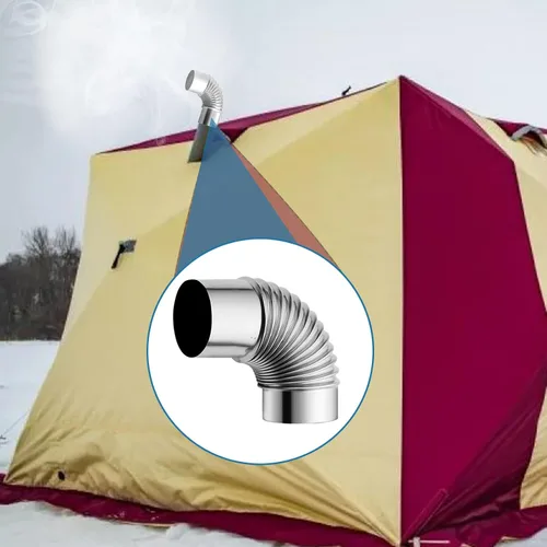 Vista 4 de Eagles Codo de tubo de estufa, codo de horno de 90 grados, extensión de chimenea de acero inoxidable, tubo adaptador de conducto de intercambio