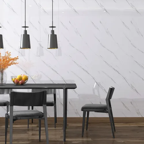 Vista 4 de LaCheery Paneles de Pared de Mármol Blanco Despegar y Pegar Papel Tapiz de Mármol para Dormitorio Panel de Pared de TV Decoración Sala de Estar