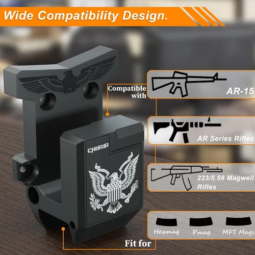 Vista 3 de 2 Packs AR Wall Mount with Mag Holder, 223/5.56 Rifle Rack Mount Can Be Mounted Horizontal or Vertical, AR-15 Wall Hanger Strongly withstands 350Lbs