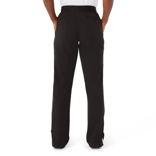 Vista 4 de ave. Varick - Pantalón médico de pierna recta con seis bolsillos para mujer, color negro, talla S alta