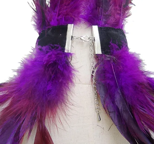 Vista 5 de L'vow - Gargantilla estilo victoriano de plumas naturales para Halloween Cosplay