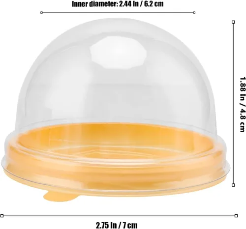 Vista 2 de Paquete de 200 mini cajas de plástico para tartas, caja transparente para cupcakes con tapas de cúpula, cajas redondas para cupcakes de plástico