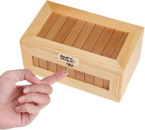 Vista 6 de Cryfokt Dont Touch - Caja de madera electrónica USB para ahorrar dinero, divertida e interactiva, juguete para aliviar el estrés, decoración