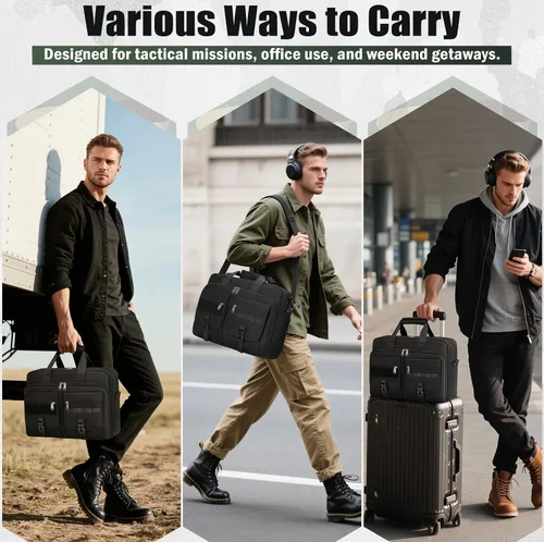 Vista 6 de RAINSMORE Bolso Táctico para Laptop de 15.6/17.3 Pulgadas Bolso de Trabajo para Hombres Bolso de Computadora para Negocios Bolso Mensajero Militar