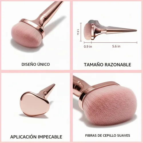 Vista 8 de Juego de brochas de maquillaje profesional, base esponjosa grande y pinceles de rubor con esponja para soplo de polvo