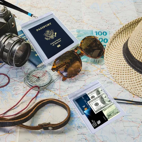 Vista 6 de 10 soportes para tarjetas de identificación de pasaporte con cordón negro de 4 x 6 pulgadas, soporte vertical impermeable de PVC extra grande