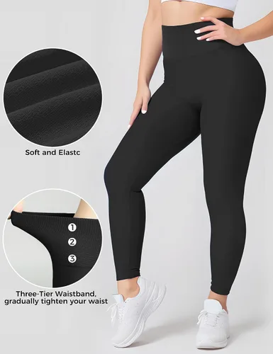Vista 6 de Buauty Leggings de entrenamiento para mujer, de cintura alta, mallas de levantamiento de glúteos, sin costuras, para yoga, fitness, pantalones