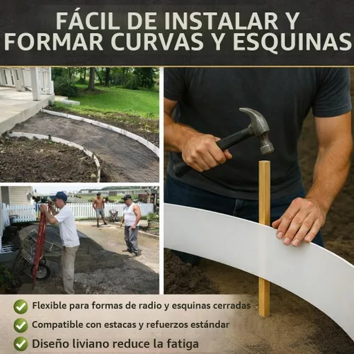 Vista 3 de Formas flexibles de plástico para hormigón plano y bordillos pequeño conjunto (cuatro piezas de 4 "x 8', 4" x 32' en total) de Walttools