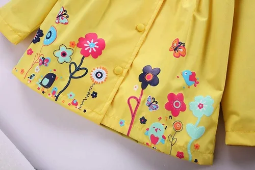 Vista 6 de Chaqueta impermeable con capucha para bebé y niña de 1 a 5 años, con estampado floral, rompevientos