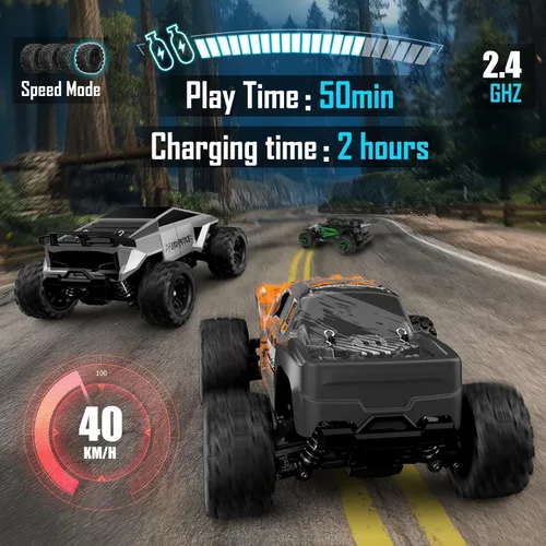 Vista 8 de Kolegend 2-en-1 RC Cyber Monster Truck y coche de derrape para adultos, escala 1/18, 4WD, 40KM/H, todo terreno, coche RC rápido con radio de 2.4Ghz