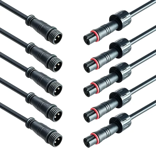 Vista 11 de Conector impermeable de 2 cables, conector LED macho hembra de 16 AWG de 2 pines con cable de extensión IP65, 7.9 in para automóvil, tira de luces