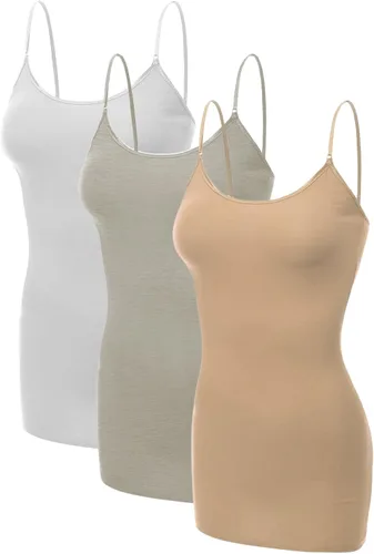 Vista 243 de Emmalise Camisola larga casual básica para mujer, con tirantes ajustables, top en capas