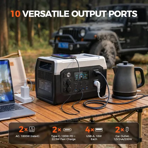Vista 3 de XP1000 Portable Power Station, 1024Wh 1800W LiFePO4 Solar Generator XP1000 1800W Power Station