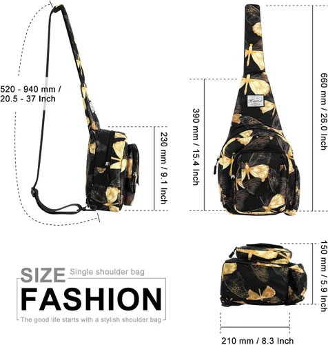 Vista 3 de Kamo Bolso bandolera para mujer, bolso cruzado casual, mochila cruzada floral, mochila cruzada de viaje, bolsa de hombro para senderismo