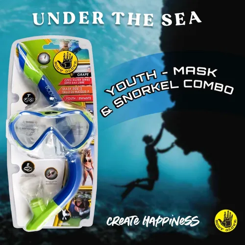 Vista 6 de Body Glove Aquatic - Grape Youth - Combo de máscara y esnórquel - Snorkel, buceo y natación - Vidrio templado para adultos-tubo flexible