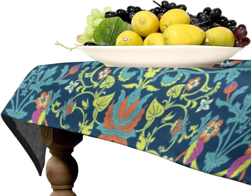 Vista 9 de Mantel Floral Retro de Pájaros, Diseño Original Bohemio William Morris Estampado Cubierta de Mesa para Hogar Picnic Fiesta Comedor Cocina William