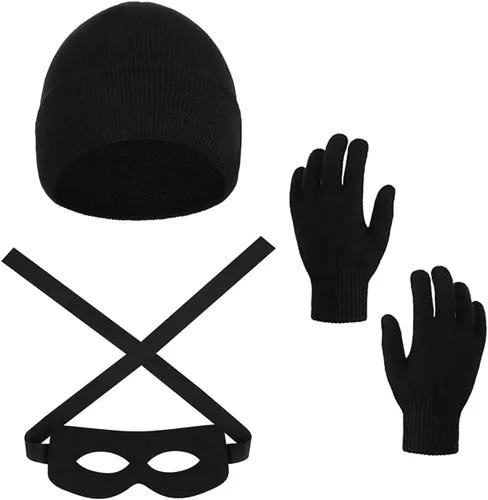 Vista 5 de Disfraz de ladrón de Halloween para mujer, accesorios de ladrón para cosplay
