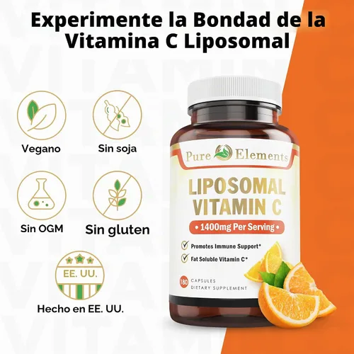 Vista 4 de La vitamina C liposomal pura de O elementos cápsulas 180 cuentan alta