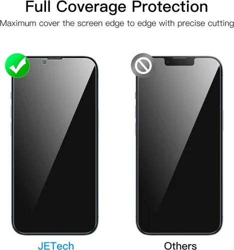 Vista 4 de JETech Protector de pantalla de privacidad para iPhone 14 Plus, paquete de 2 Vidrio templado de cobertura completa, protección de borde a borde