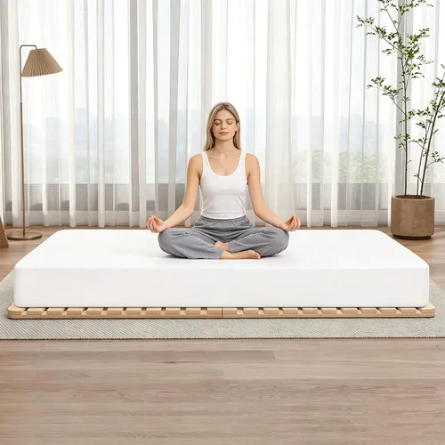 Vista 7 de LILYPELLE Base de cama de piso, marco de cama plegable de tatami, placa de cama transpirable a prueba de humedad, cama japonesa de suelo, marco