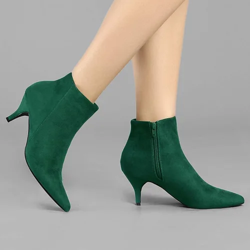 Vista 2 de Allegra K Botines de tacón de aguja con cremallera y punta puntiaguda para mujer