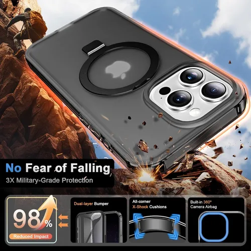 Vista 3 de Funda de cuerpo completo a prueba de golpes para iPhone 13 Pro con soporte magnético invisible [compatible con MagSafe] protector de pantalla