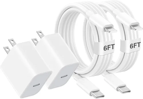 Vista 10 de Carga Rápida para iPhone 16 15 Cargador, Paquete de 2 Cargador USB C de Apple de 20W con Cable de Carga USB C a C de 6 Pies para iPhone 16 Pro