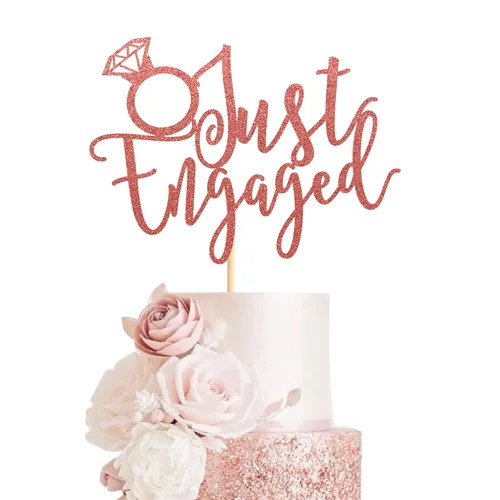 Vista 8 de Just Engaged - Decoración de pastel para decoración de fiesta de compromiso, letrero de anillo de compromiso, decoración de pastel de despedida