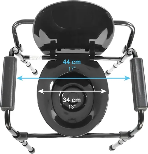 Vista 4 de PEPE Mobility Cómoda 3 en 1 con estructura resistente de soporte de doble barra transversal, silla estable con cubo, capacidad de peso de 300 Negro